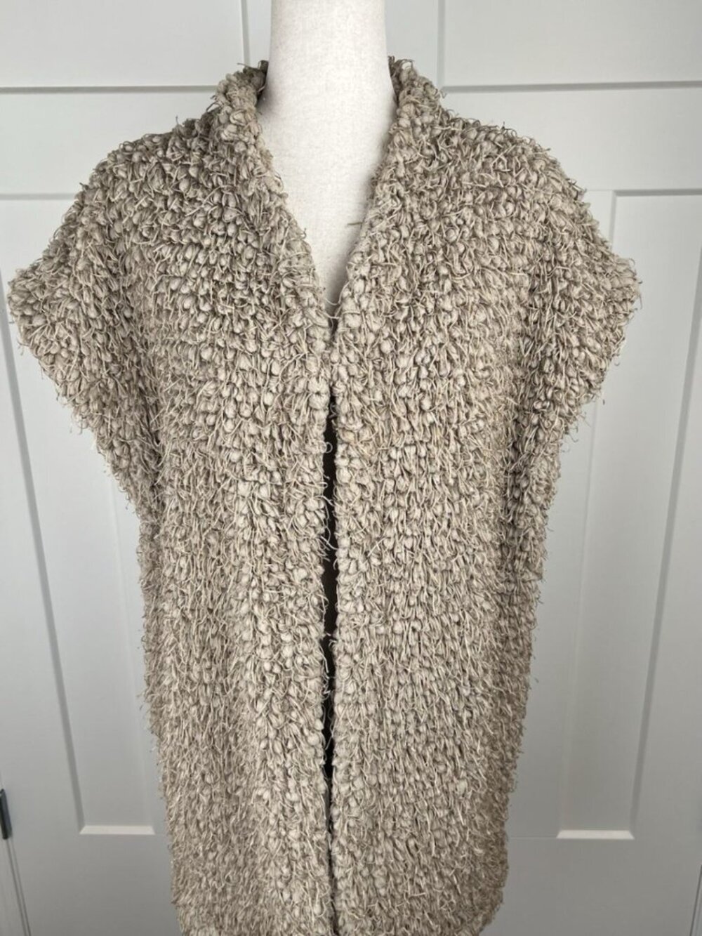 Vintage Sno Skins Textured Boucle Longline Vest Sweater Lagenlook Cocoon L